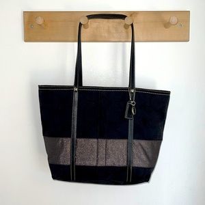 Coach monogrammed black medium size purse. Excellent pre owned condition.